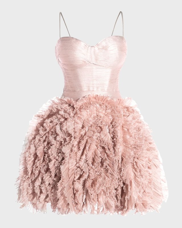 Kate Ruffle Silk Fit-&-Flare Mini Dress